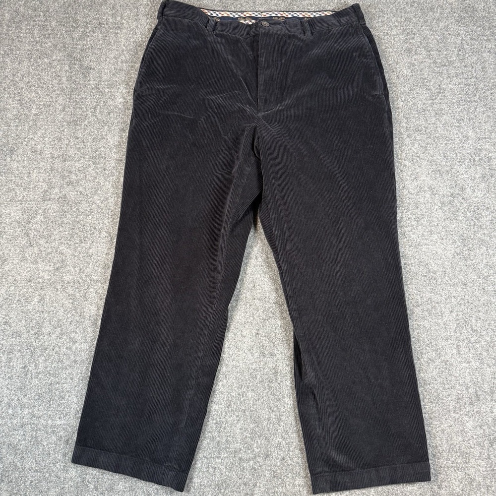 Brooks Brothers Hudson Corduroy Pants Mens 38x30 Washed Black Straight Wide Wale